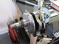 After the bearings are selected it is time to final assemble. Here you can see a micrometer being used to check bolt stretch. Ca